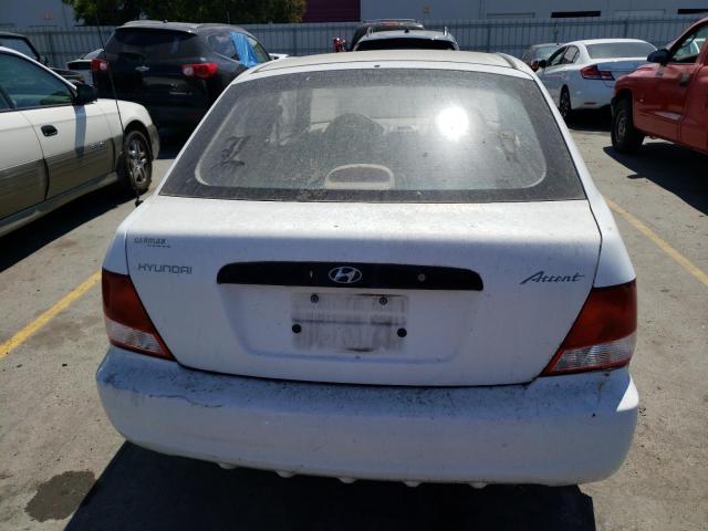 KMHCF35GX2U188861 - 2002 HYUNDAI ACCENT L WHITE photo 6