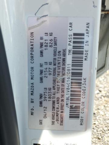 JM1BL1V84C1650811 - 2012 MAZDA 3 I WHITE photo 12