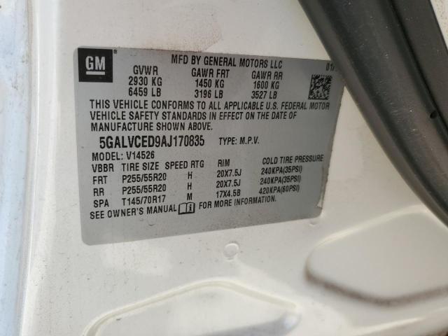 5GALVCED9AJ170835 - 2010 BUICK ENCLAVE CXL Золотий фото 13