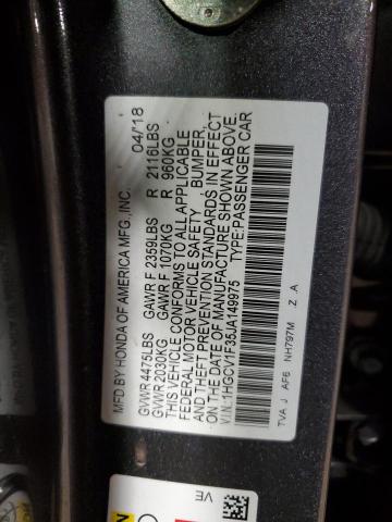 1HGCV1F35JA149975 - 2018 HONDA ACCORD SPORT GRAY photo 12
