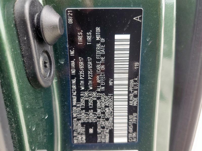 5TDYRKEC5MS069521 - 2021 TOYOTA SIENNA XLE GREEN photo 13