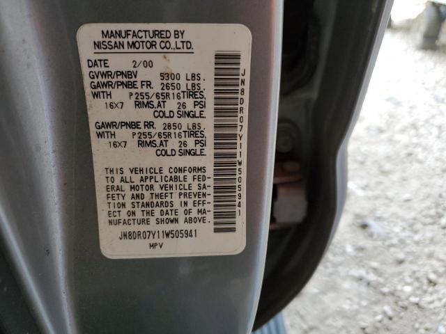 JN8DR07Y11W505941 - 2001 NISSAN PATHFINDER LE 灰色 照片 13