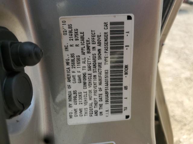 19UUA8F51AA015183 - 2010 ACURA TL 银色 照片 12
