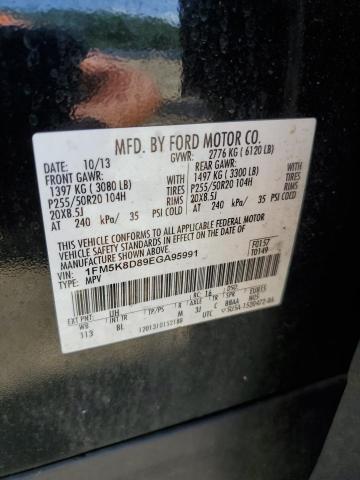 1FM5K8D89EGA95991 - 2014 FORD EXPLORER XLT BLACK photo 13