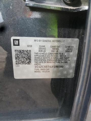 1G1ZC5ST4JF190380 - 2018 CHEVROLET MALIBU LS رمادي صورة 12