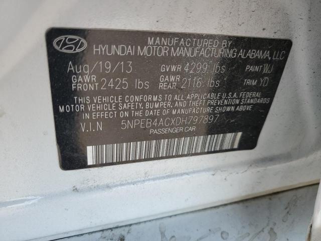 5NPEB4ACXDH797897 - 2013 HYUNDAI SONATA 4D GLS WHITE photo 12