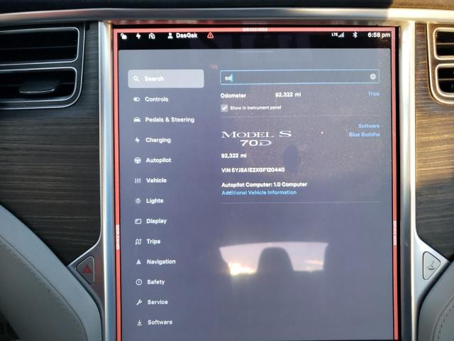 5YJSA1E2XGF120440 - 2016 TESLA MODEL S Синій фото 9