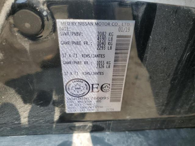 5N1AT2MT9KC760095 - 2019 NISSAN ROGUE S BLACK photo 13