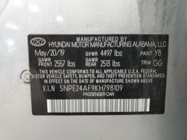 5NPE24AF9KH798109 - 2019 HYUNDAI SONATA SE SILVER photo 12