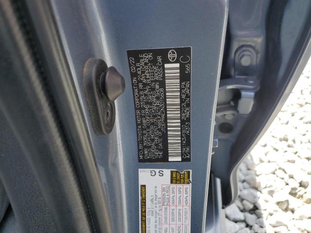 JTDEPMAE2N3015608 - 2022 TOYOTA COROLLA LE BLUE photo 12