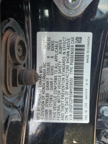 2HGFC2F65MH558650 - 2021 HONDA CIVIC LX BLACK photo 13