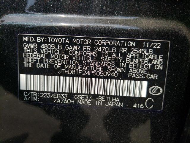 JTHD81F24P5050940 - 2023 LEXUS IS 300 BLACK photo 12