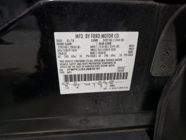 2FMPK3J8XJBB52197 - 2018 FORD EDGE SEL أسود صورة 13