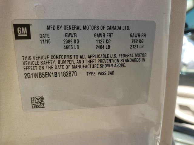 2G1WB5EK1B1182870 - 2011 CHEVROLET IMPALA LT Altın fotoğraf 12