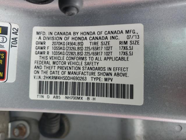 2HKRM4H50DH690263 - 2013 HONDA CR-V EX SILVER photo 13