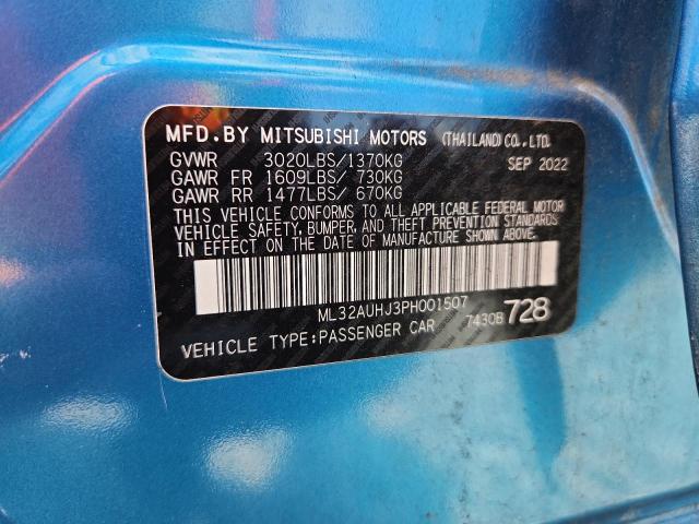 ML32AUHJ3PH001507 - 2023 MITSUBISHI MIRAGE ES 蓝色 照片 13