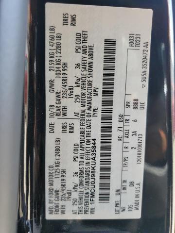 1FMCU0J98KUA35844 - 2019 FORD ESCAPE TITANIUM შავი ფოტო 13