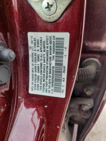 19XFB2F8XCE043155 - 2012 HONDA CIVIC EX BURGUNDY photo 12