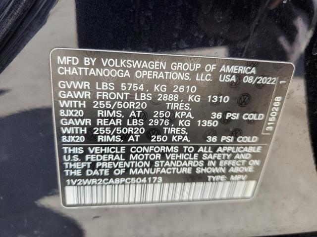 1V2WR2CA8PC504173 - 2023 VOLKSWAGEN ATLAS SE 黑色 照片 13