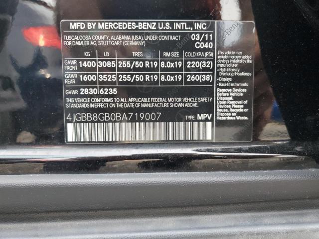 4JGBB8GB0BA719007 - 2011 MERCEDES-BENZ ML 350 4MATIC BLACK photo 14