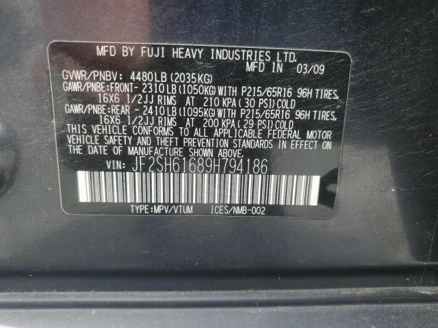 JF2SH61689H794186 - 2009 SUBARU FORESTER 2.5X CHARCOAL photo 12