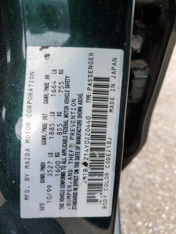 JM1BJ2214Y0220440 - 2000 MAZDA PROTEGE ES 绿色 照片 12