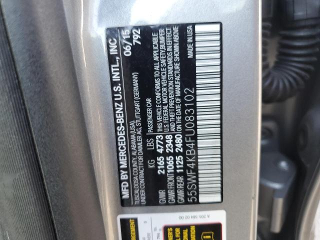 55SWF4KB4FU083102 - 2015 MERCEDES-BENZ C 300 4MATIC GRAY photo 12