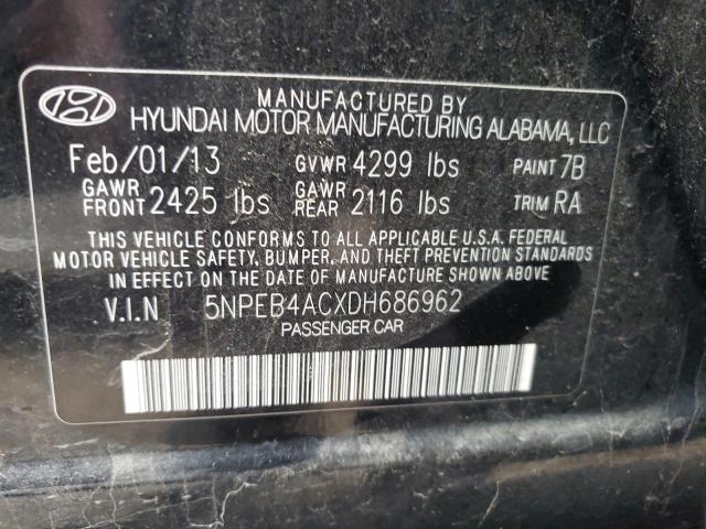 5NPEB4ACXDH686962 - 2013 HYUNDAI SONATA GLS BLACK photo 14