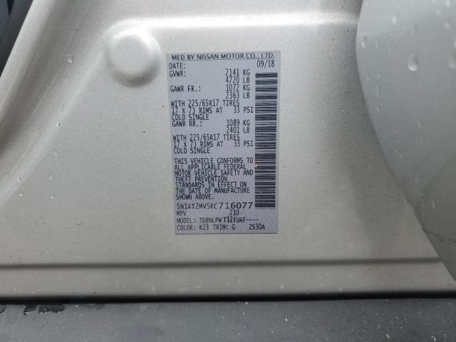 5N1AT2MV5KC716077 - 2019 NISSAN ROGUE S SILVER photo 14