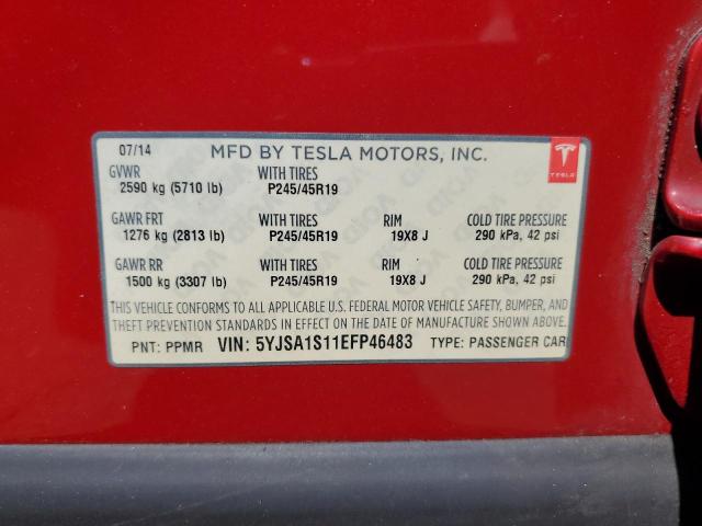 5YJSA1S11EFP46483 - 2014 TESLA MODEL S Qırmızı foto 12