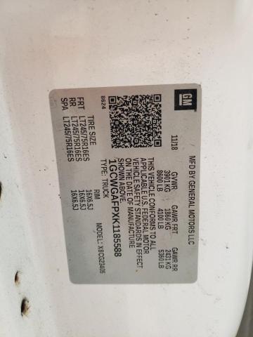 1GCWGAFPXK1185588 - 2019 CHEVROLET EXPRESS G2 Білий фото 13