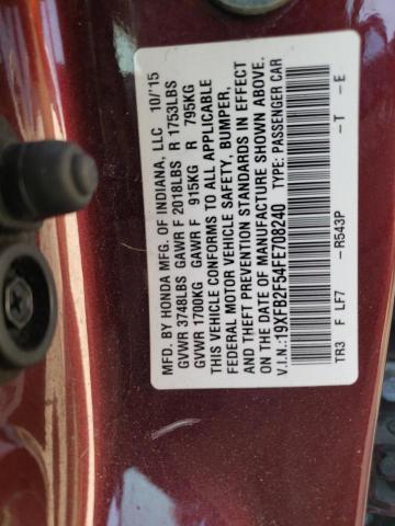 19XFB2F54FE708240 - 2015 HONDA CIVIC LX MAROON photo 12