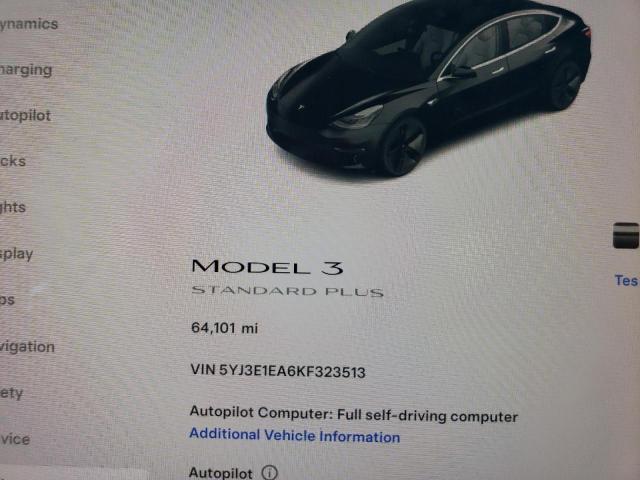 5YJ3E1EA6KF323513 - 2019 TESLA MODEL 3 BLACK photo 9