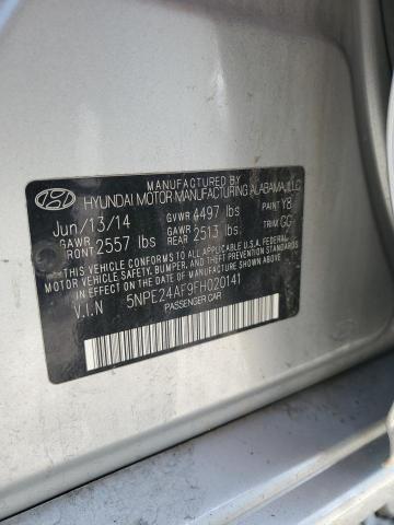 5NPE24AF9FH020141 - 2015 HYUNDAI SONATA SE SILVER photo 12