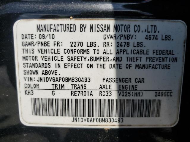 JN1DV6AP0BM830493 - 2011 INFINITI G25 BASE BLACK photo 12