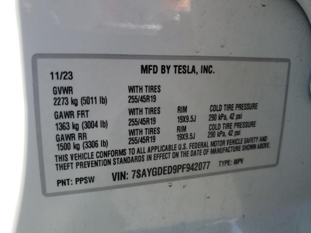 7SAYGDED9PF942077 - 2023 TESLA MODEL Y WHITE photo 13