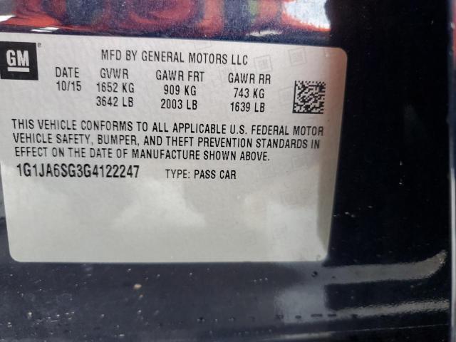 1G1JA6SG3G4122247 - 2016 CHEVROLET SONIC LS BLUE photo 12