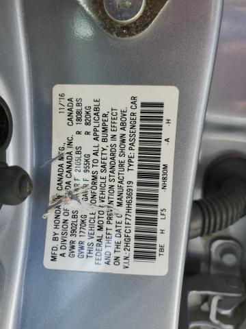 2HGFC1F77HH636919 - 2017 HONDA CIVIC EXL ვერცხლისფერი ფოტო 12