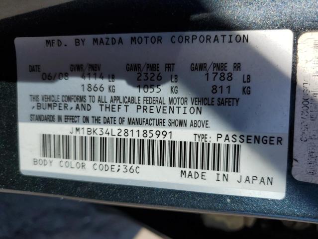 JM1BK34L281185991 - 2008 MAZDA SPEED 3 BLACK photo 12