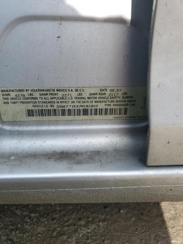 3VWEF71K47M181850 - 2007 VOLKSWAGEN JETTA WOLFSBURG 银色 照片 12
