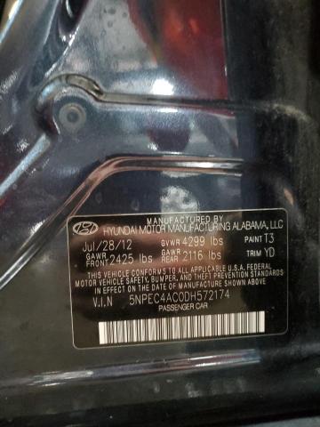 5NPEC4AC0DH572174 - 2013 HYUNDAI SONATA SE BLUE photo 12