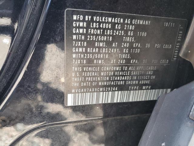 WVGAV7AX9CW529244 - 2012 VOLKSWAGEN TIGUAN S BLACK photo 13
