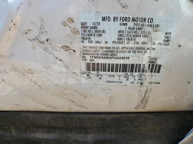 1FM5K8ABXPGA04018 - 2023 FORD EXPLORER POLICE INTERCEPTOR 白色 照片 13