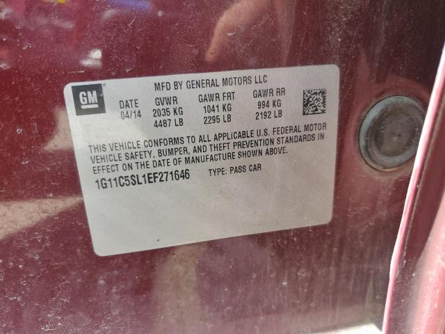 1G11C5SL1EF271646 - 2014 CHEVROLET MALIBU 1LT BURGUNDY photo 12