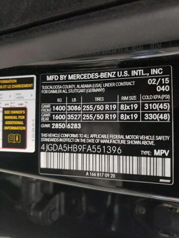 4JGDA5HB9FA551396 - 2015 MERCEDES-BENZ ML 350 4MATIC BLACK photo 13