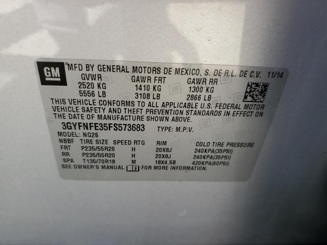 3GYFNFE35FS573683 - 2015 CADILLAC SRX PERFORMANCE COLLECTION Srebrny zdjęcie 13