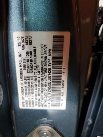 5J6TF2H5XDL001436 - 2013 HONDA CROSSTOUR EXL მწვანე ფოტო 13