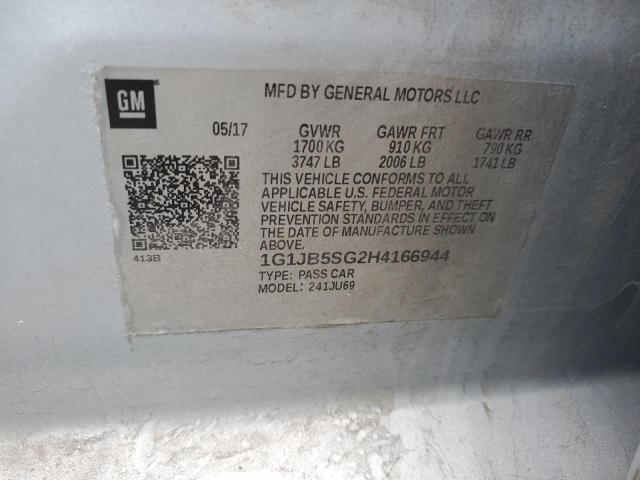 1G1JB5SG2H4166944 - 2017 CHEVROLET SONIC LS BLUE photo 12