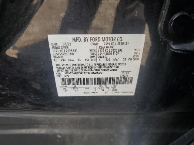 1FMSK8DH7PGB52503 - 2023 FORD EXPLORER XLT BLACK photo 14