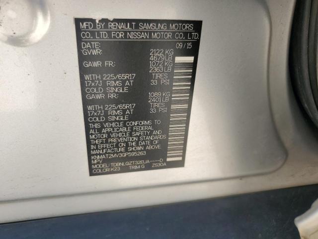 KNMAT2MV3GP595263 - 2016 NISSAN ROGUE S 银色 照片 13